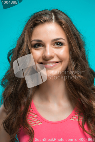 Image of The young woman\'s portrait with happy emotions