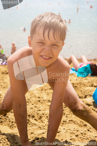 Image of Baby boy at beach