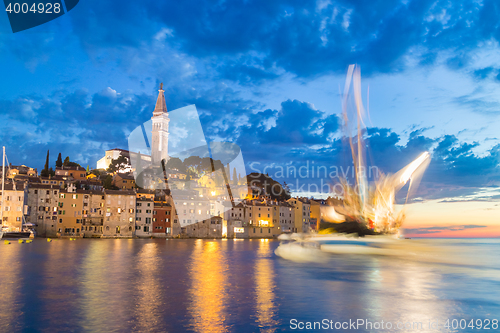 Image of Coastal town of Rovinj, Istria, Croatia in sunset.