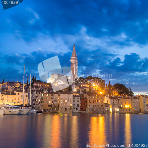 Image of Coastal town of Rovinj, Istria, Croatia in sunset.