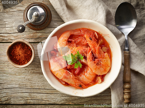 Image of bowl of tomato and shrimp soup