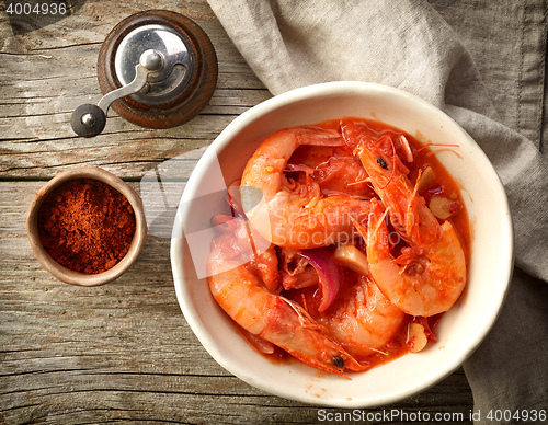 Image of bowl of tomato and shrimp soup