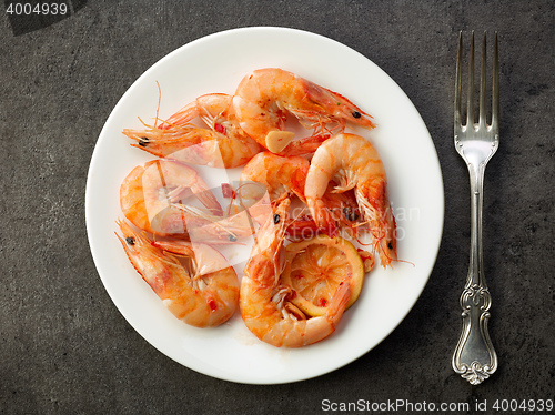 Image of fried prawns on white plate