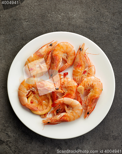 Image of roasted prawns on white plate