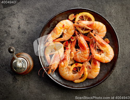 Image of plate of fried spiced prawns