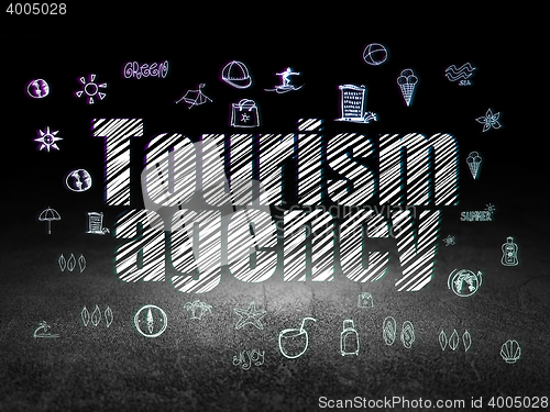 Image of Travel concept: Tourism Agency in grunge dark room