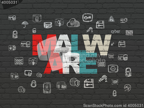 Image of Privacy concept: Malware on wall background