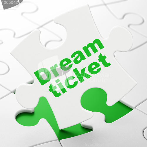 Image of Finance concept: Dream Ticket on puzzle background