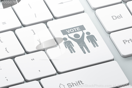 Image of Politics concept: Election Campaign on computer keyboard background