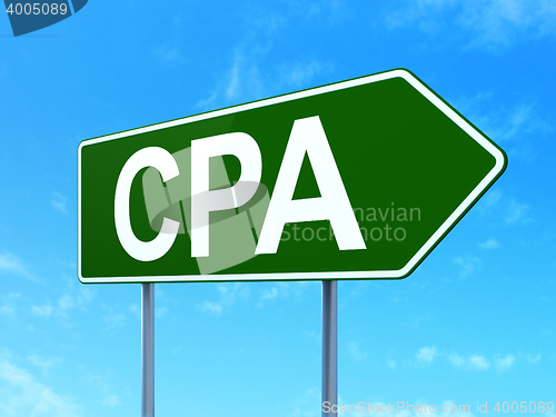 Image of Business concept: CPA on road sign background