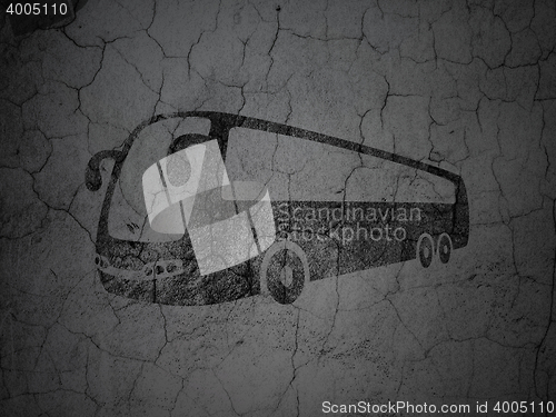 Image of Tourism concept: Bus on grunge wall background