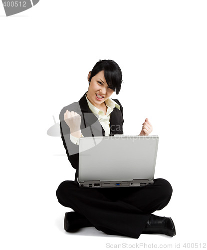 Image of Excited businesswoman