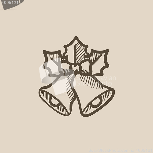 Image of Christmas bells  sketch icon.