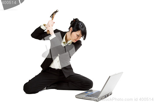 Image of Angry and stressed businesswoman