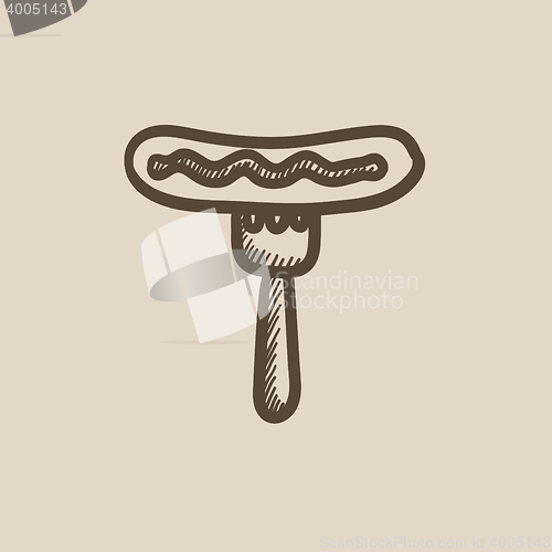 Image of Sausage on fork sketch icon.