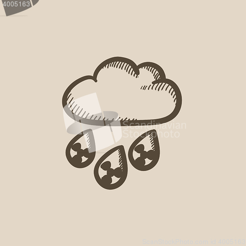 Image of Radioactive cloud and rain sketch icon.