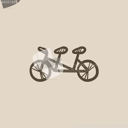 Image of Tandem bike sketch icon.