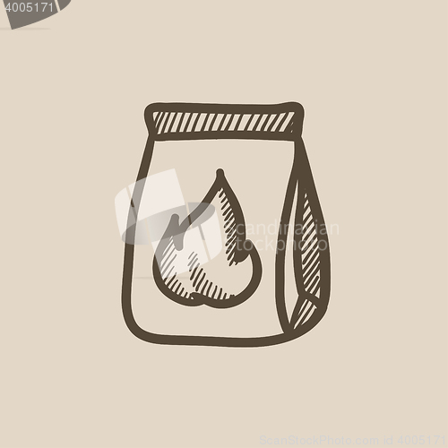Image of Take-away meals package sketch icon.