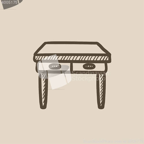 Image of Table with drawers sketch icon.