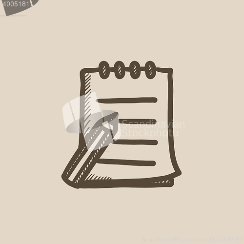 Image of Writing pad and pen sketch icon.