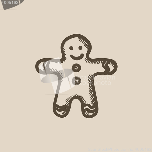 Image of Gingerbread man sketch icon.