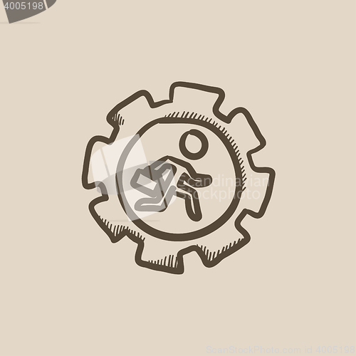 Image of Man running inside the gear sketch icon.