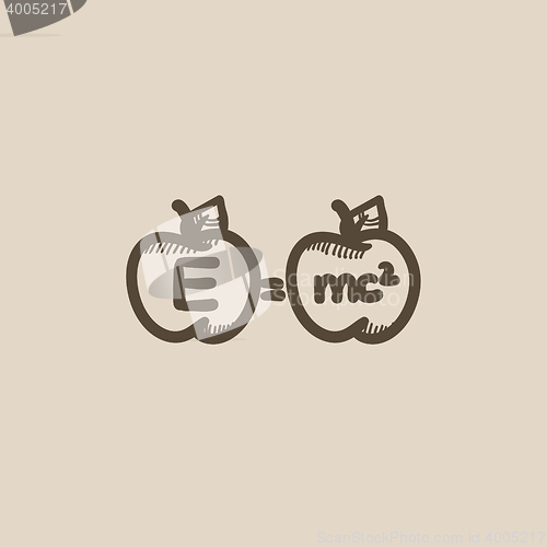 Image of Two apples with formulae sketch icon.