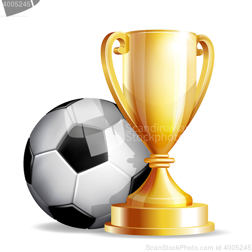 Image of Gold cup with a football ball