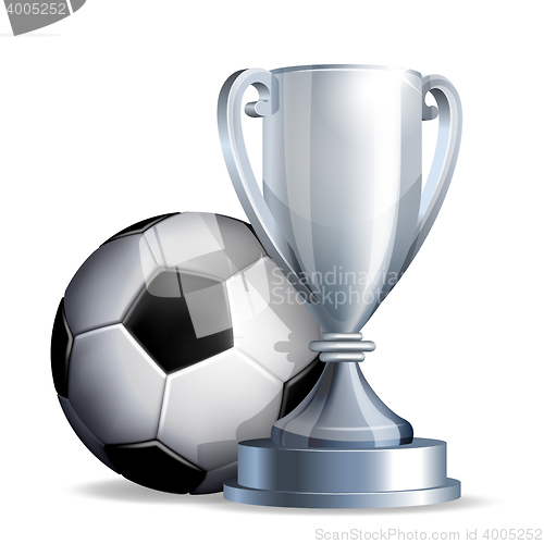 Image of Silver cup with a football ball