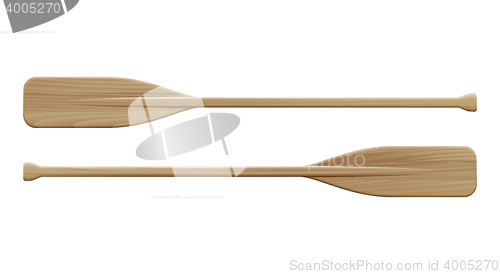 Image of Two wooden paddles. Sport oars.