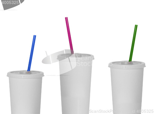 Image of White plastic fastfood cups