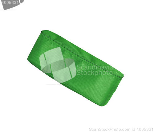 Image of green pencil-case on white background