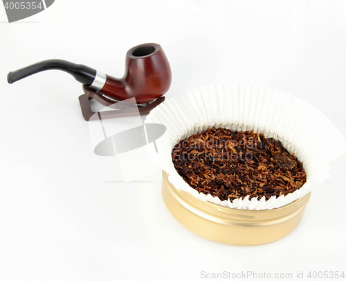 Image of pipe and tobacco isolated