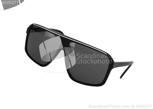Image of Black glasses over white background