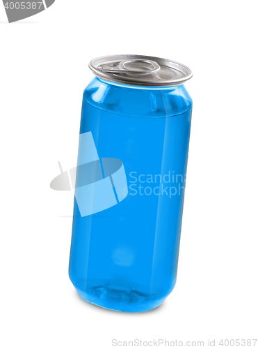 Image of blue drink can isolated over white background