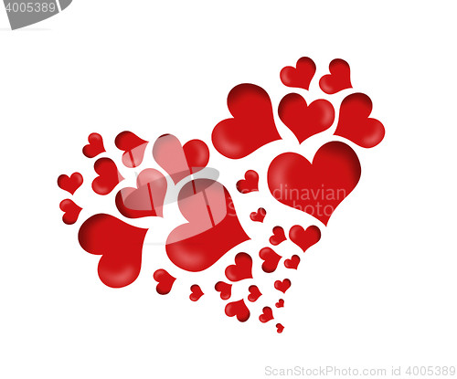 Image of Heart shape concept design with small hearts on isolated