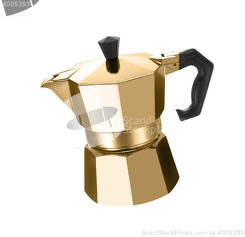 Image of golden coffee maker close up
