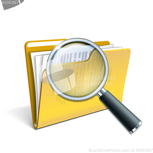 Image of Magnifying glass over the yellow folder