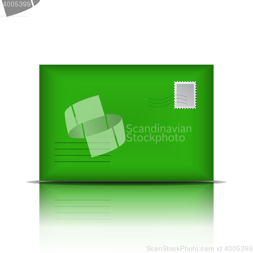 Image of Green envelope isolated on white background.