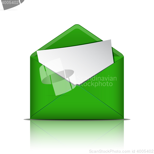 Image of Green open envelope with blank paper