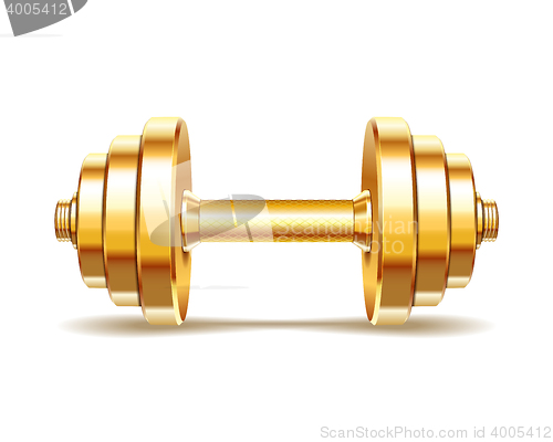 Image of Golden realistic dumbbell