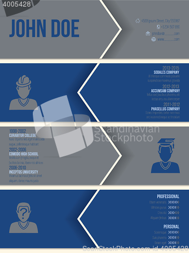 Image of Simplistic modern resume cv with arrows and shadows