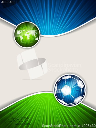 Image of Abstract soccer brochure with blue ball and green map
