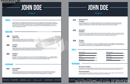 Image of Simplistic modern resume cv with stripes