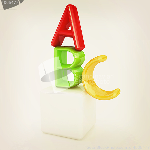 Image of alphabet and blocks. 3D illustration. Vintage style.