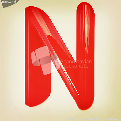 Image of Alphabet on white background. Letter \"N\". 3D illustration. Vinta