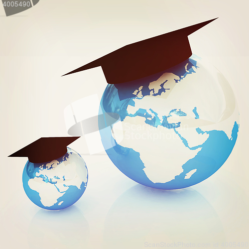 Image of The growth of education. Globally. 3D illustration. Vintage styl