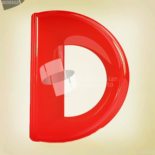 Image of Alphabet on white background. Letter \"D\". 3D illustration. Vinta