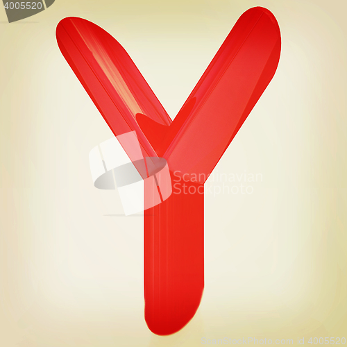 Image of Alphabet on white background. Letter \"Y\". 3D illustration. Vinta