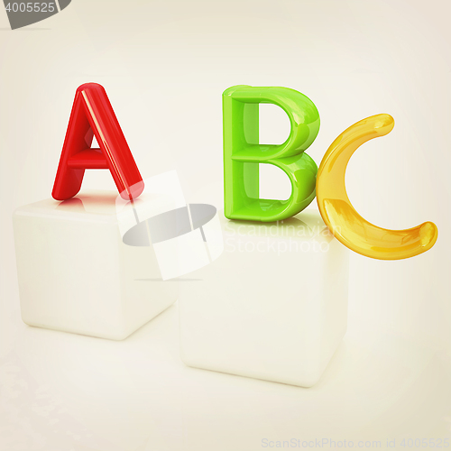 Image of alphabet and blocks. 3D illustration. Vintage style.